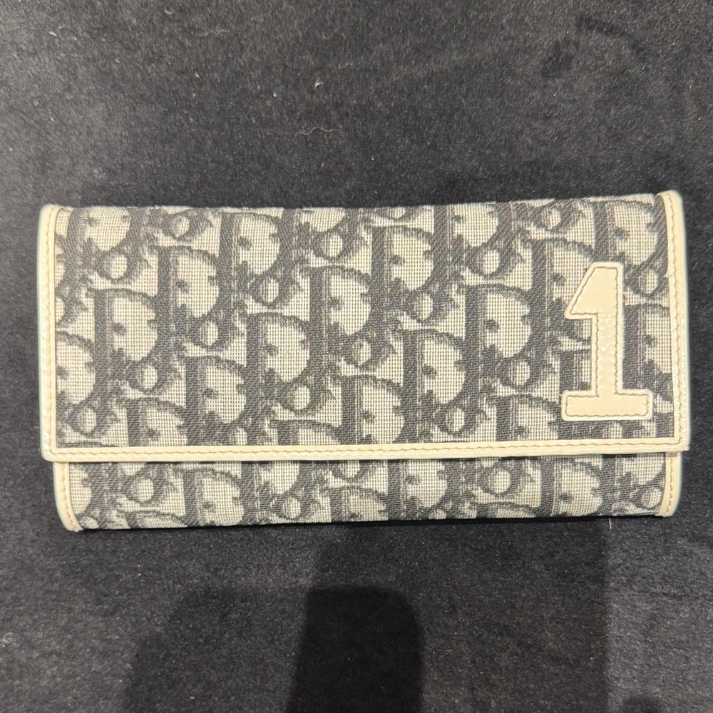 Genuine Dior Gray Monogram Wallet with Number Detail EXCELLENT condition